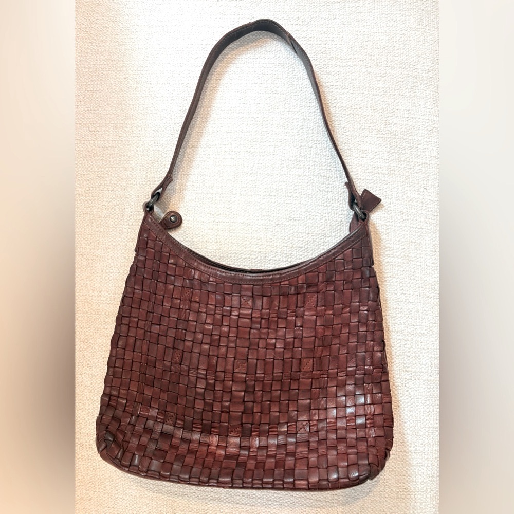 Ashwood Vintage Embossed Woven Leather Shoulder Bag